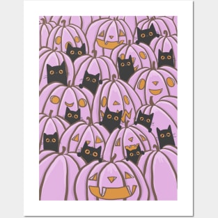 Cats in the Pink Pumpkin Patch! Posters and Art